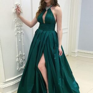 Vestido verde de ceda